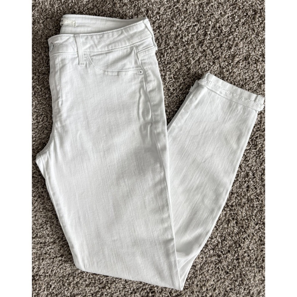 Joes Jeans White Skinny Crop Frayed Hem Denim Pants Size 28